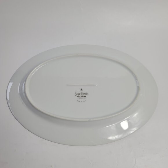 Style House Corsage Serving Platter White with Blue Roses 12 Inch - Picture 16 of 16